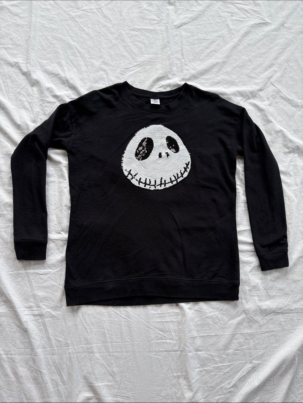 Disney Nightmare Before Christmas Jack Skellington Sequin Crewneck Womens Medium